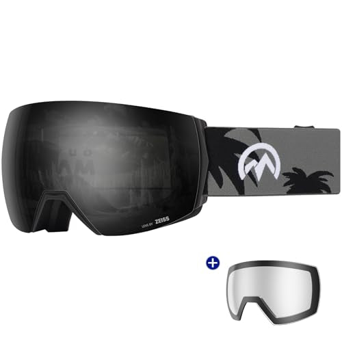 OutdoorMaster Ultra Ski Goggles Lens by ZEISS, OTG Snowboard Goggles Anti-fog Wide View, Interchangeable Lens, Snow Goggles