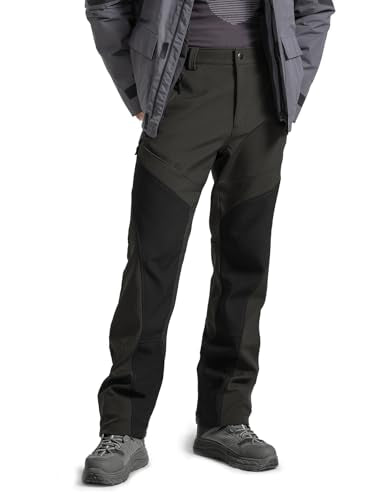 Moosehill Men's-Snow-Ski-Pants Waterproof-Fleece-Lined-Softshell for Winter Outdoor with Zippered Bottom Legs