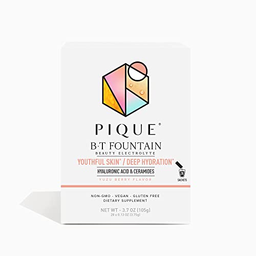 PIQUE BT Fountain Beauty Electrolyte Powder - Hydration Powder Packets with Hyaluronic Acid, Ceramides, Magnesium for Hydr...
