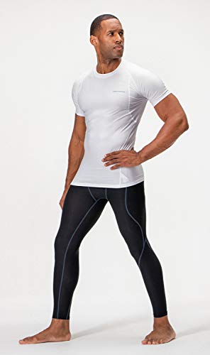 DEVOPS 3 Pack Men's Cool Dry Short Sleeve Compression Shirts, Sports Baselayer T-Shirts Tops, Athletic Workout Shirt