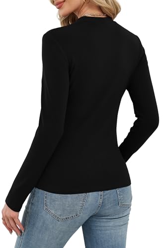 XIEERDUO Womens Long Sleeve Thermal Shirt Fleece Mock Neck Tops 2025 Fashion Slim Fit