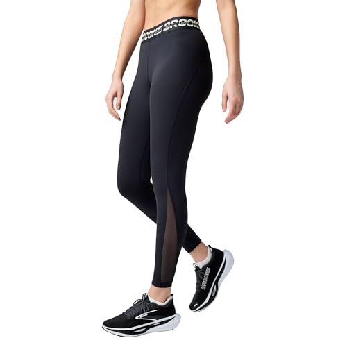 Brooks Women’s PR Elite Tight, Mid-Rise Compression Running Tights, Quick-Drying Breathable Fabric with Mesh Ventilation