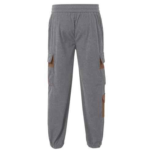 Mens Corduroy Cargo Pants 2026 Winter Warm Casual Straight Leg Pants Workout Jogger Athletic Loose Fit Lightweight Trousers
