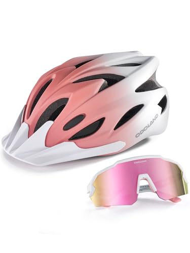 Odoland Adult Bike Helmet and Cycling Sunglasses Set for Men & Women, Safety Certified Bicycle Helmet with UV Protection G...