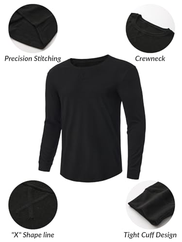 X-thud Men Long Sleeve Crew Neck Shirts Casual Pullover Underwear Tops Slim Fit Thermal Undershirt Base Layer