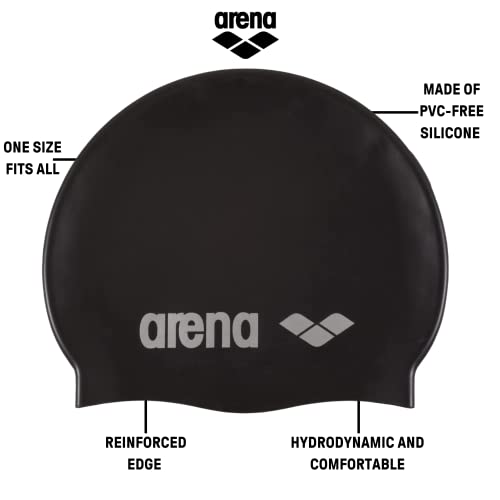 Arena Classic Unisex Soft Silicone Swim Cap for Women and Men, Intensive Training Comfortable Non-Slip Long Hair Swimming Hat