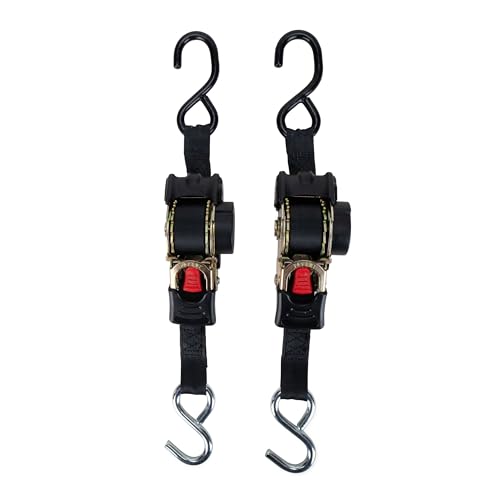 Camco Retractable Transom Tie Down Straps, 6-Foot, 1,500 lb Break Strength, 500 lb Safe Working Load, 2-Pack (50033)