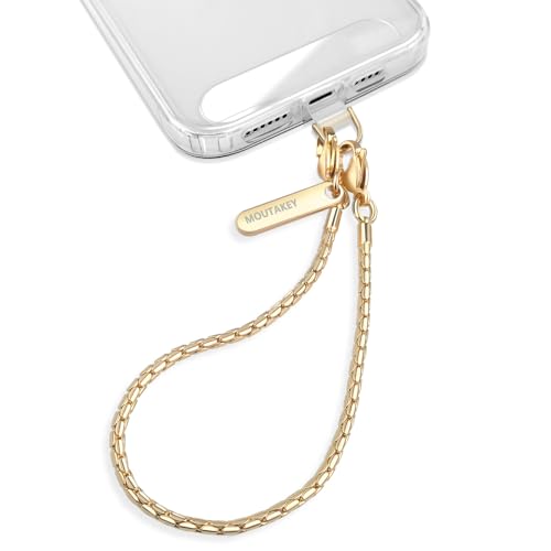 MOUTAKEY Phone Wrist Strap Metal Phone Chain Wristlet Strap Detachable iPhone Lanyard Wrist with 2 Tether Tabs iPhone Char...