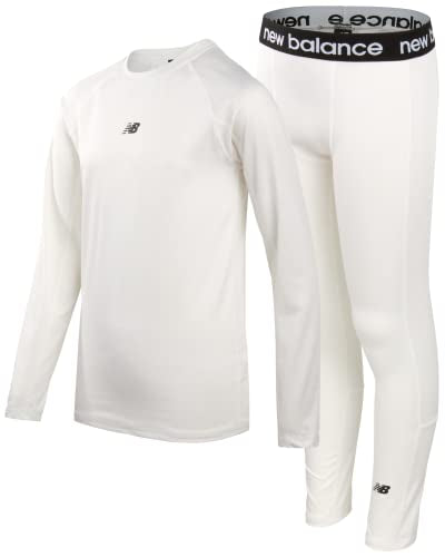 New Balance Boys Performance Base Layer Set - 2 Piece Athletic Moisture-Wicking Long Sleeve T Shirt and Tights (Sizes: 2T-20)