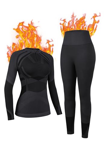 ATTRACO Womens Thermal Underwear Sets Half Zip Womens Long Johns Underwear Thermal Wear for Women Thermal Set Winter