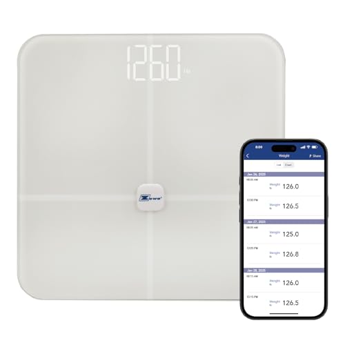 Zewa Digital Biometrics Scale | Measures 12 Body Composition Metrics | Bluetooth | Android & iOS Compatible | ITO Safety G...
