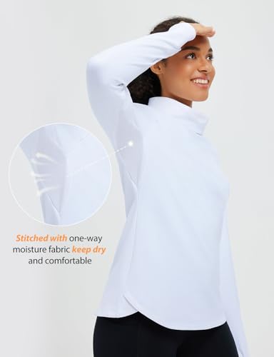 baleaf Women's Thermal Turtleneck Tops Long Sleeve Shirts Ski Base Layer with Integrated Neck Face Mask Thumbholes