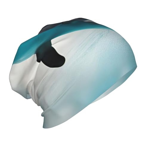 Funny Dolphin Looking at You Print Beanie Hat Soft Thermal Cap Winter Headwear for Cold Indoor Outdoor Activities Black