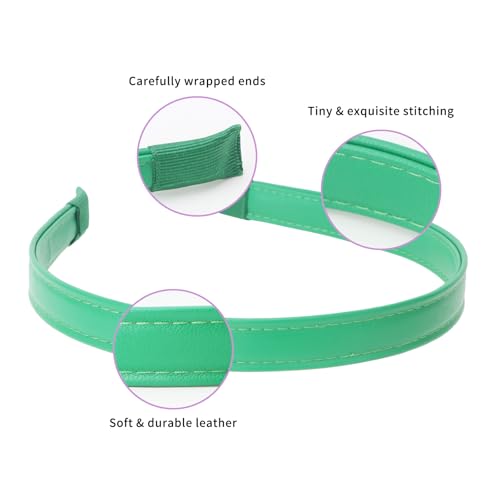 Wecoe 10pcs Pu Leather Headbands Women 0.6 Inch White Pink Rose Red Yellow Khaki Green Royal Blue Black Headband Non Slip ...