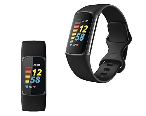 Fitbit Charge 5 Advanced Fitness Tracker with GPS, Heart Rate, Sleep & Health Tracker - Power Bundle with Adapter (Graphit...