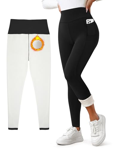 Women's Fleece Lined Leggings Weather Thick Thermal Warm Winter Tights Butt Lift High Waist Tummy Control Yoga Pants