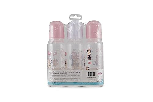 Baby Bottles 9 oz for Boys and Girls| 3 Pack of Disney Minnie Bows and Winks Infant Bottles for Newborns and All Babies | BPA-Free Plastic Baby Bottle for Baby Shower