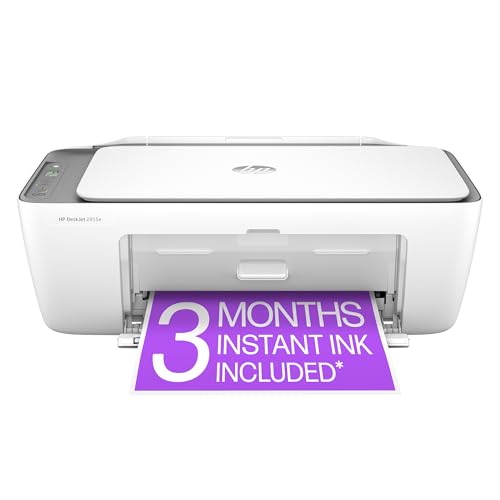 HP DeskJet 2855e Wireless All-in-One Color Inkjet Printer, Scanner, Copier, Best-for-home, 3 months of Instant Ink include...