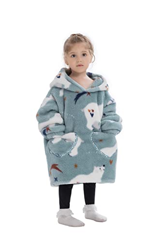 Pterygoid Wearable Blanket Hoodie for Kids,Toddler Oversized FLeece Hooded Sweatshirt with Pocket for Children Girls Boys