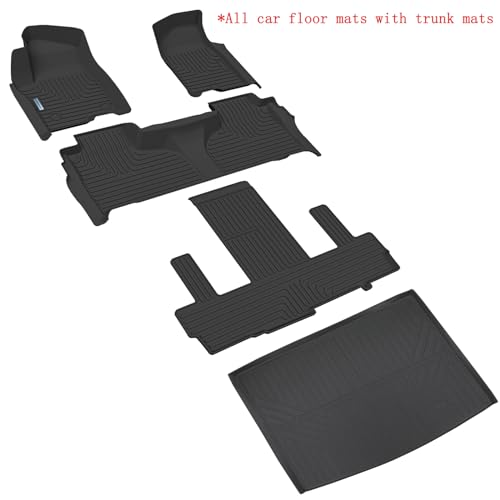 SANBAN-AXE Floor Mats for 2021-2024 2025 Chevrolet Suburban 7 Seats (2nd Row Bucket Seats)（not fit 8 Seats）/ GMC Yukon XL(...
