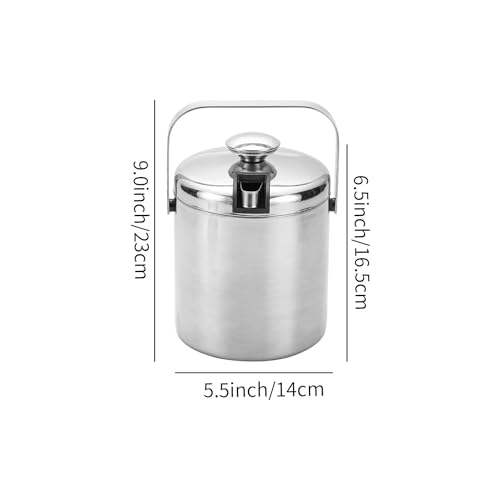 Double-Wall Stainless Steel Wine Ice Buckets with Lid,Tong&Strainer, for Cocktail Bar,Parties Chilling Beer Champagne,Keep...