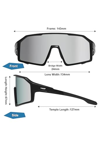 V-SUP Outdoor Lightweight Sport Sunglasses - UV400 for Biking, Baseball, Running, Cycling, Mountain Bicycle for Men & Women