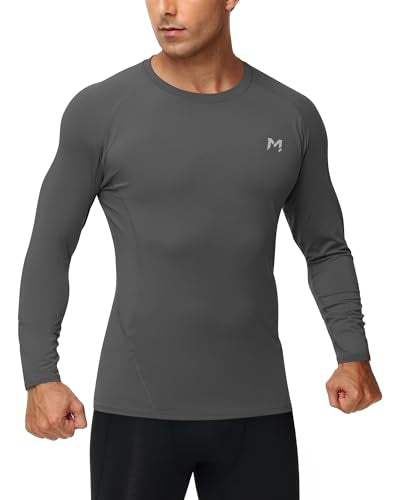 Moozava Mens Compression Shirt Long Sleeve Quick Dry Athletic Workout Gym T-Shirt SPF Running Top Sport Undershirt Base Layer