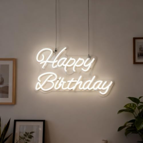 THIIXDAI Happy Birthday LED Lights, USB Powered Neon Sign for Room Decor, Art Decoration Happy Birthday Neon Light Sign fo...