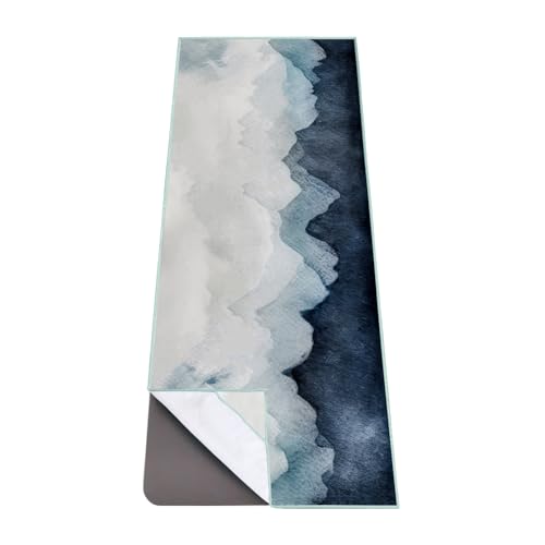 QiyI Yoga Mat Towel with Corner Pockets, Non Slip Sweat Absorbent Hot Yoga Towels, Soft Yoga Blankets with Travel Bag, Ski...