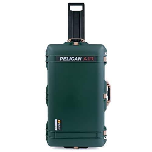 Trekking Green Pelican 1615 Air case with Tan Handles & latches. Comes with Grey Padded dividers & lid Organizer.
