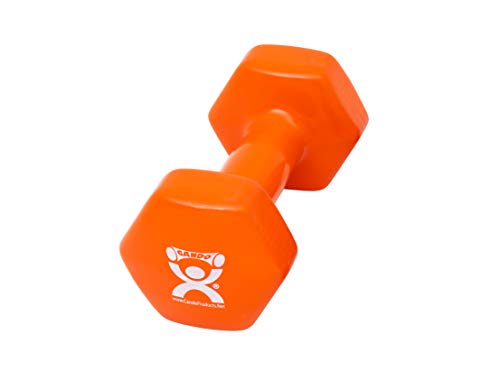 CanDo Vinyl Coated Dumbbell Orange 10 lb Single 1pc Handheld Weight for Muscle Training and Workouts, Color Coded Anti-Rol...
