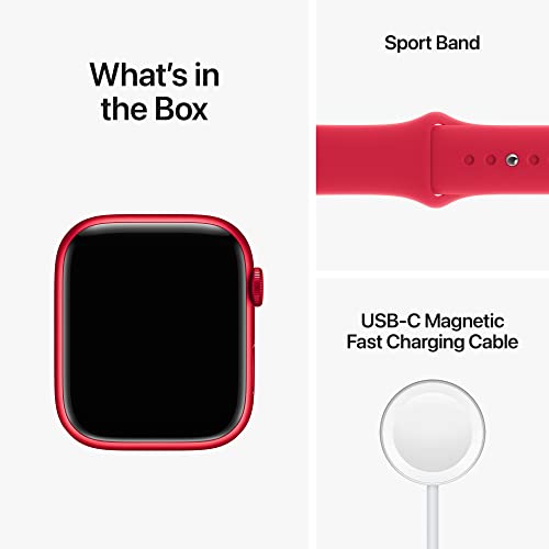 Apple Watch Series 8 [GPS, 45mm] - Red Aluminum Case with Red Sport Band, M/L (Renewed)