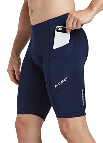 baleaf Men's Padded Bike Shorts Cycling Road Biking Riding Bicycle Cycle Wear Pockets UPF 50+ MTB Accessories Tights