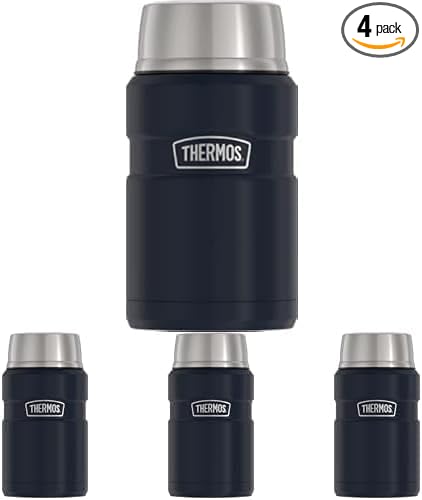 THERMOS Stainless King Vacuum-Insulated Food Jar, 24 Ounce, Midnight Blue (Pack of 4)