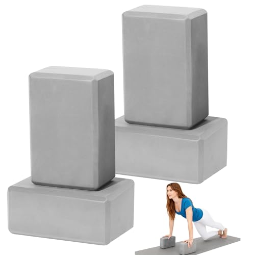 4 Pack Yoga Blocks - Premium EVA Foam Blocks for Pilates Workout, Stretching, Meditation - Yoga Brick for Flexibility, Bal...