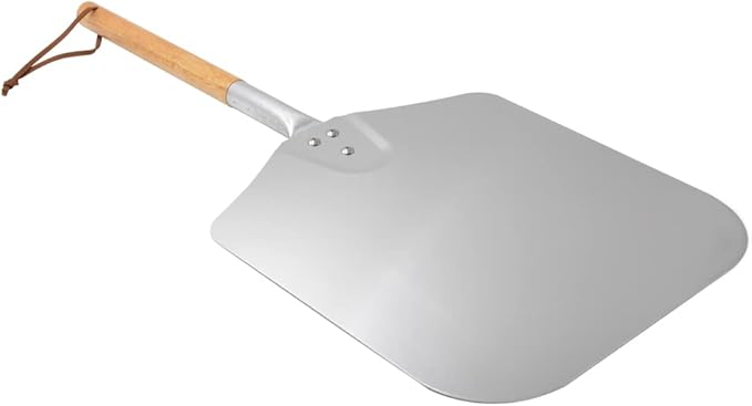 onlyfire 28" Long Metal Pizza Peel with Wooden Handle for Indoor & Outdoor Grill Oven, 13.5 x 16 inch Pizza Baking Spatula Paddle for Baking Bread Pie