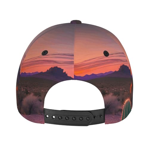 Cactus Desert Sunset Print Fashion Curved Edge Baseball Cap for Men Women, All-Season Outdoor Sports Travel Cap Black