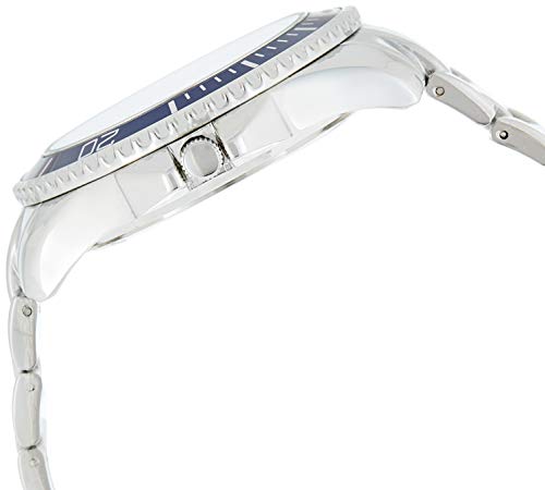 MEN'S SILVERTONE BRACELET WATCH WITH BLUE DIAL