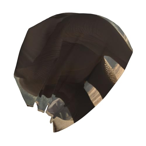 bnvaab Elephant Print Beanie Hat for Men and Women Stretchy Slouchy Winter Warm Cap Headwear Accessory Black