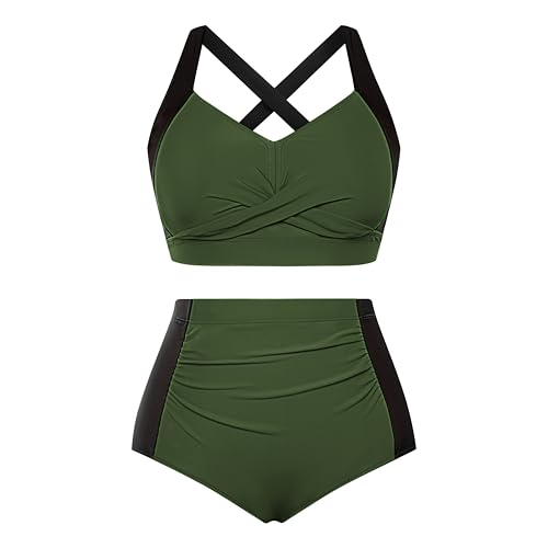 Hanna Nikole Womens High Waisted Bikini Sets Tummy Control Swimsuit Ruched Two Piece Bathing Suit