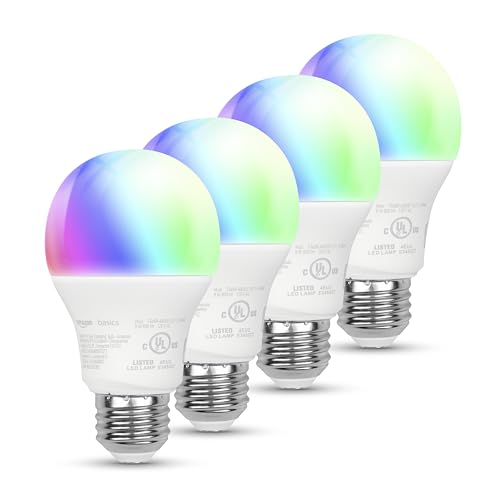 Amazon Basics Smart A19 LED Light Bulb, Color Changing, 9W (60W Equivalent), 800LM, Works with Alexa Only, 2.4 GHz Wi-Fi, ...