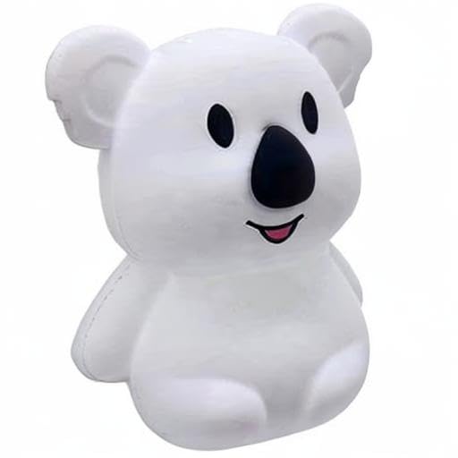 Tianhaixing Animal-Shaped Night Light, Rechargeable Led Silicone Lamp, 9 Colors, Touch & Remote Control, Big Koala, White