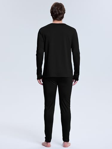 VZV Thermal Underwear for Men Fleece Lined Long Johns for Mens Thermals Top and Bottom Set Soft Base Layer for Winter