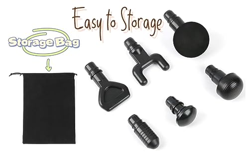Falafale 6Pcs Massage Heads with Storage Bag, Replaceable Massager Gun Attachment, Massage Gun Deep Tissue Plug&Play Appli...