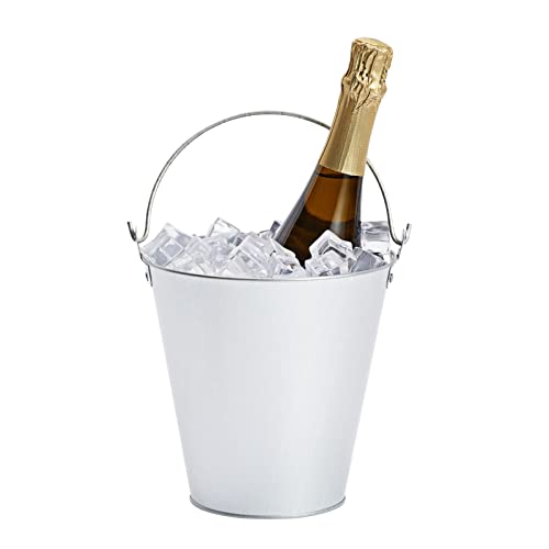 Juvale Metal Bucket 3-Pack - 7 in Top Dia x 4.5 in Bottom x 7.2 in H, 100 oz, Silver - Ice Bucket & Beer Chiller Tin Pail...
