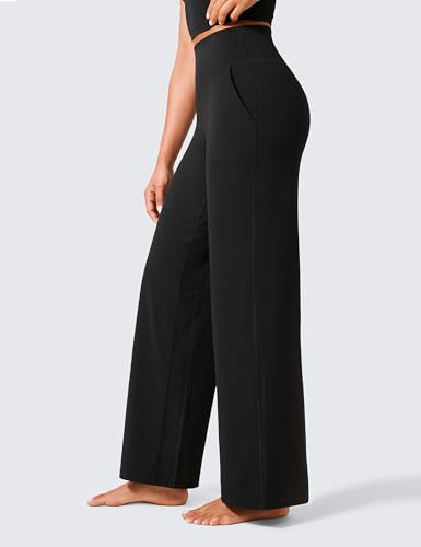 CRZ YOGA Butterlift Wide Leg Pants Pockets 29"/31"/33" - High Waisted Yoga Lounge Buttery Soft Comfy Casual Womens