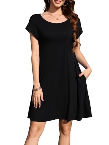 LARACE Plus Size Women Swimsuit Cover Up Cap Sleeve Summer Beach Coverups Loose Shirt Dress Swimwear Sundress with Pockets