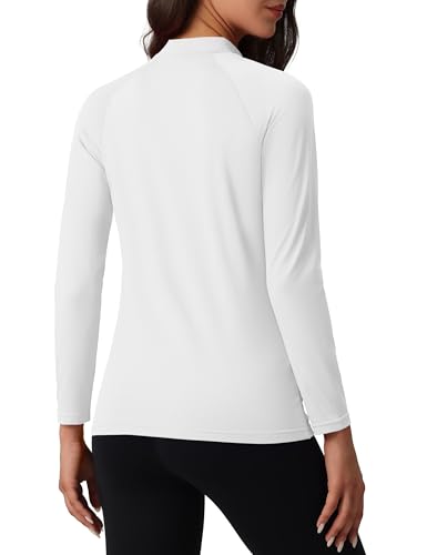 MAGCOMSEN Women's Thermal Shirts Mock Turtleneck Fleece Lined Long Sleeve Workout Tops Underwear Base Layer Running