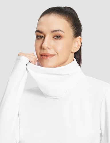 baleaf Women's Thermal Long Sleeve Shirts Fleece Mock Neck Top Warm Undershirts with Detachable Neck Gaiter Thumbholes