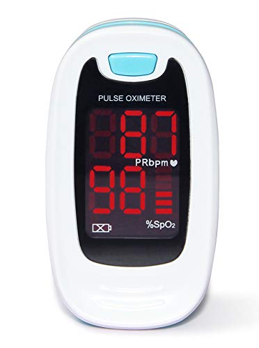 CONTEC CMS50M Fingertip Pulse Oximeter Blood Oxygen Saturation Monitor with Lanyard Blue White Color